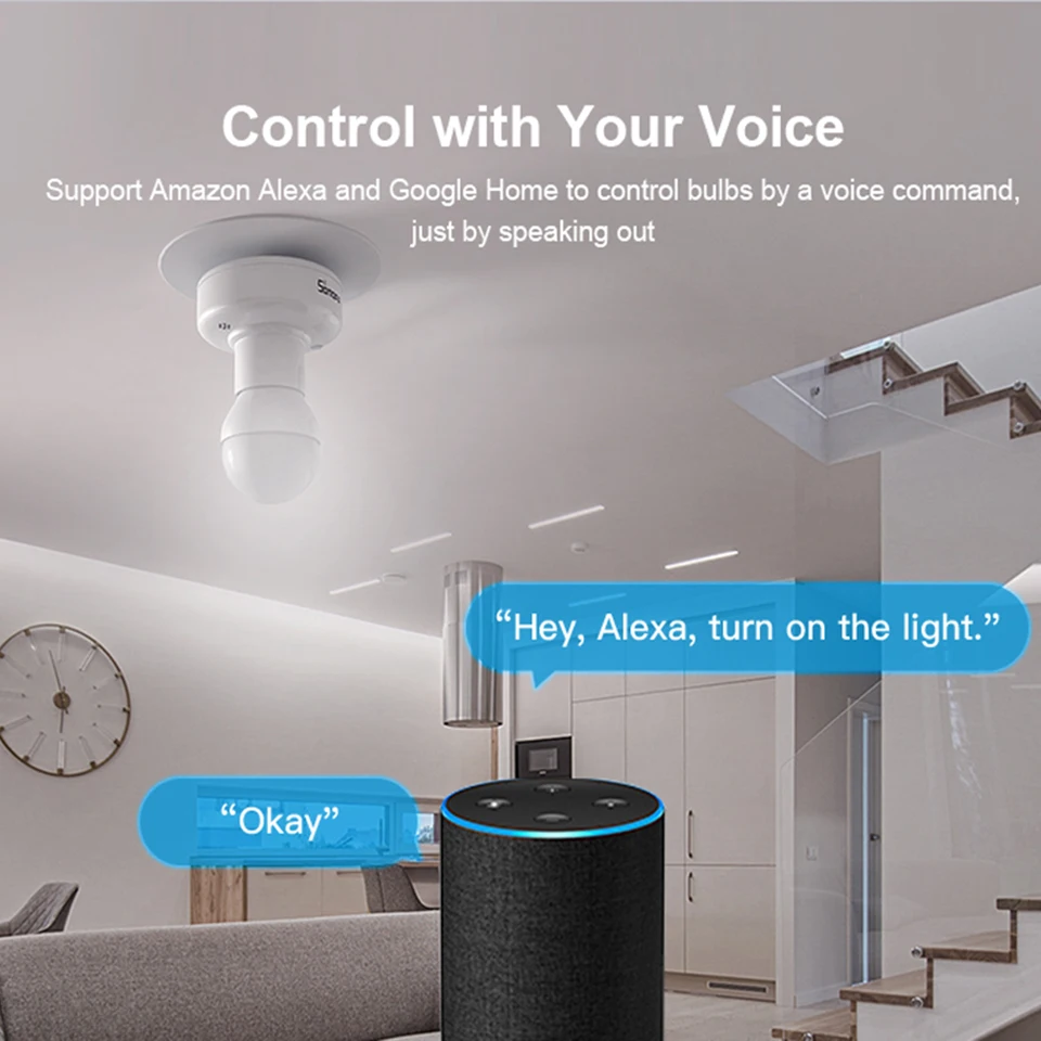 SONOFF Slampher R2 WiFi умный светильник держатель лампы 433 МГц RF E27 беспроводной дом