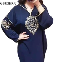 bushra hooded long sleeve jellaba dress embroidery maxi dubai abaya islam clothing vestidos kaftan hijab women dress 2022 new