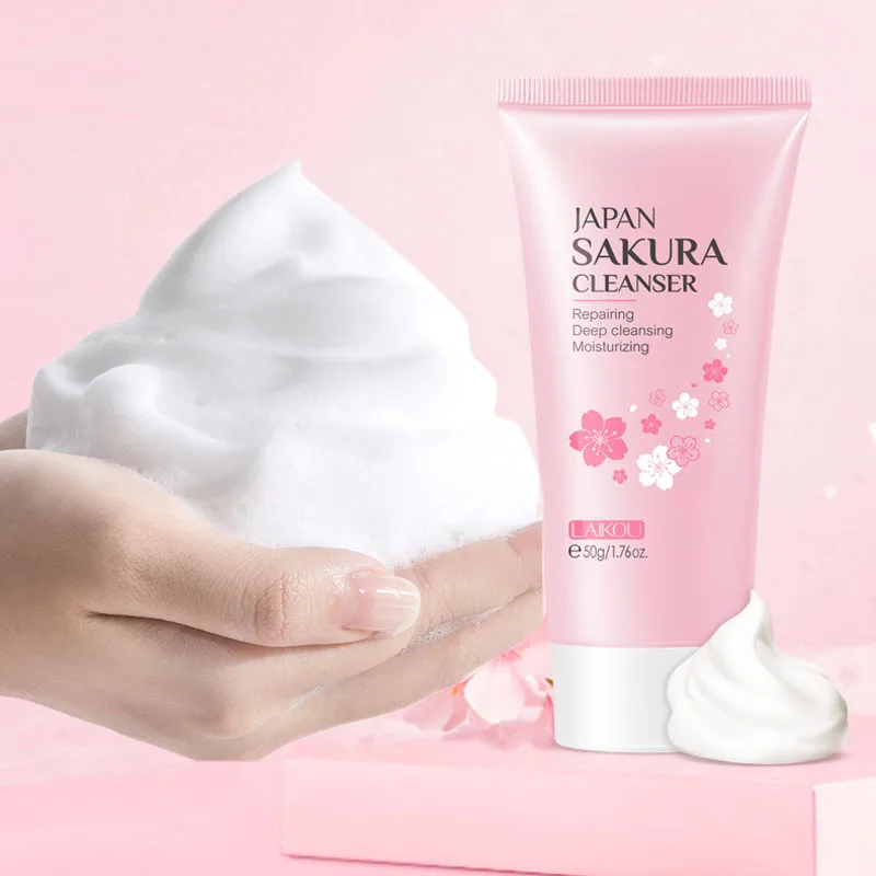 

LAlKOU Sakura Gentle Face Cleanser Facial Scrub Cleansing Acne Oil Control Blackhead Remover Moisturizing Shrink Pores Skin Care