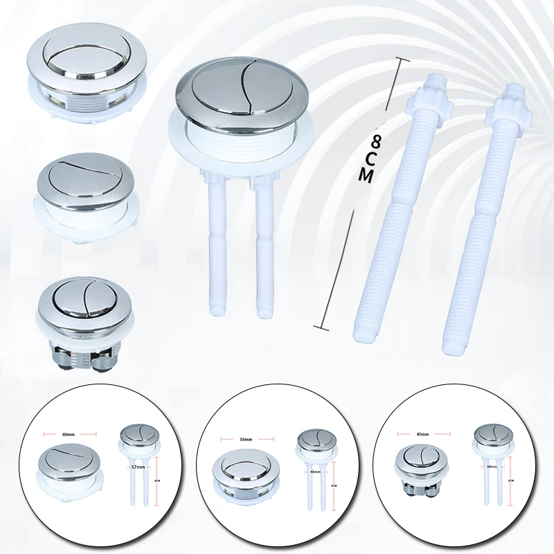 

1pc 38/48/58mm Toilet Round Valve Push Button Dual Push Button Universal Flush Toilet Seat Water Tank Valve Bath Accessories