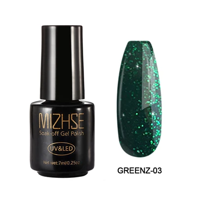 SetD10 GreenZ003 MIZHSE 7 мл Сияющий УФ-Гель-лак Алмазный Блеск Блестки Платиновый Гель-лак для ногтей Полупостоянный дизайн ногтей УФ и светодиодный Гель-лак - Цвет: SetD10 GreenZ003