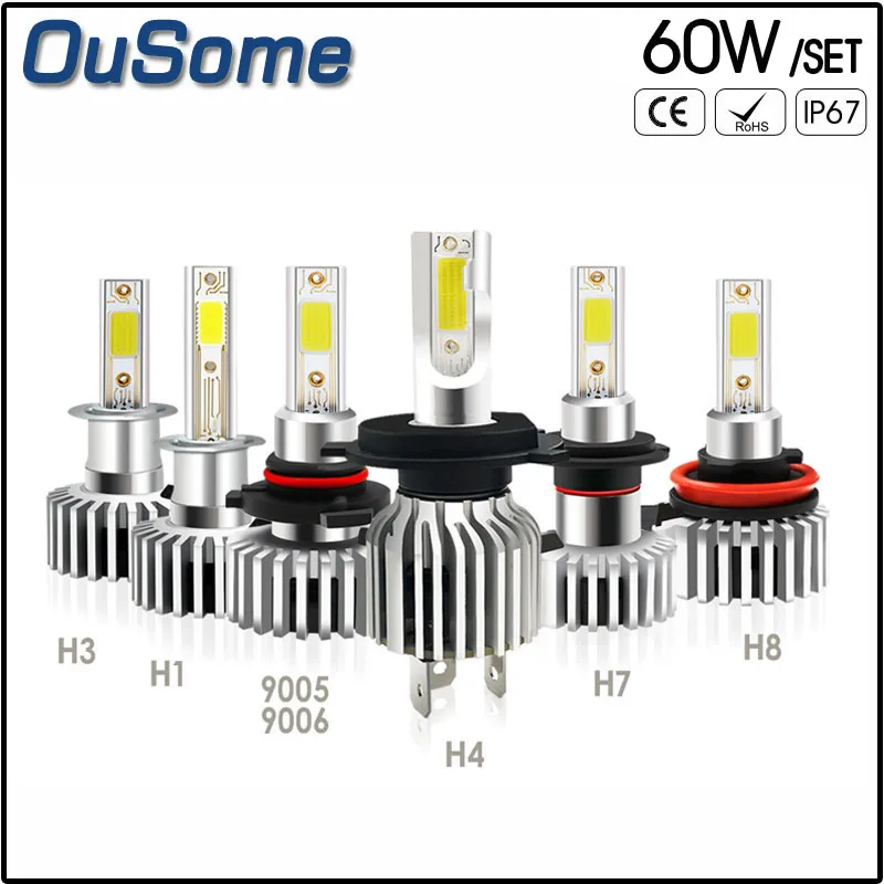 2 шт. один комплект 60 Вт автомобильная противотуманная фара светильник H1 H4 H7 H8 H11