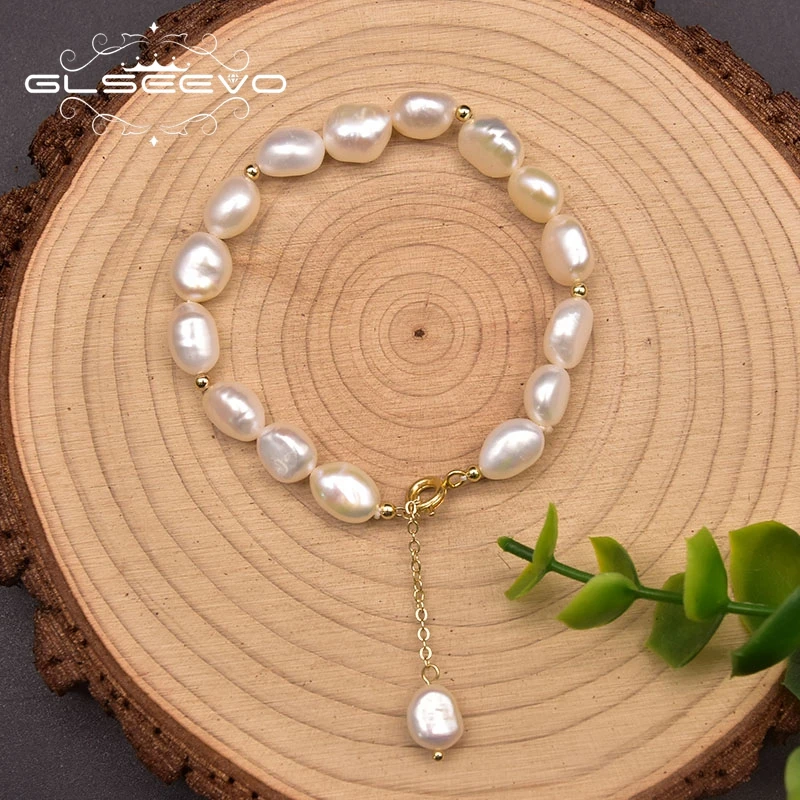 

GLSEEVO Pure Natural Freshwater Baroque Pearl Woman Couple Fashion Noble Adjustable Bracelet Women'S Bracelet GB0966