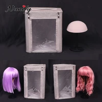 home or salon use wig storage box half display head with stand wig travel case gray wig bag protable carrying box for hair