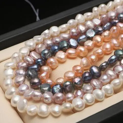 

Jewellery 8-9mm white freshwater pearl Natural shaped 14" beads
