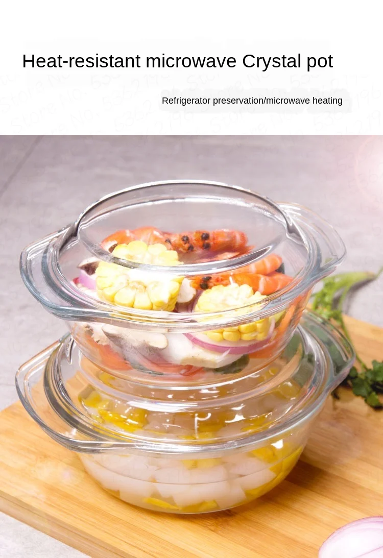 

Cold-resistant and heat-resistant transparent glass pot with lid environmental-friendly lead-free and high-temperature resistant