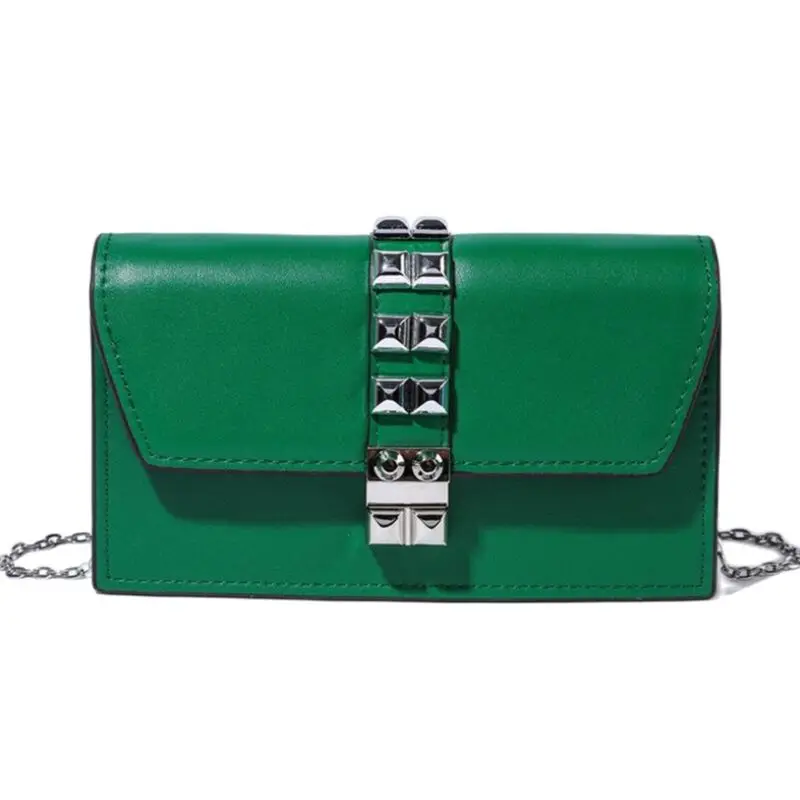 Модная дамская сумка мессенджер с заклепками Классическая маленькая квадратная