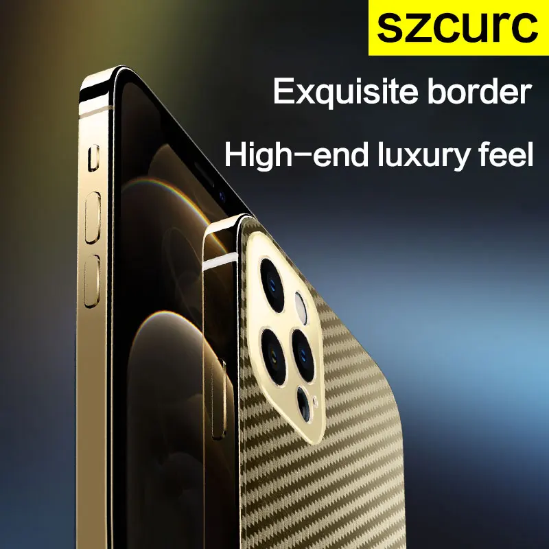 Funda de fibra de carbono Kevlar para tel&eacute;fono iPhone, carcasa ultra delgada de lujo de alta sensibilidad, antica&iacute;da, 12 mate, para modelos 13 Pro Max-3