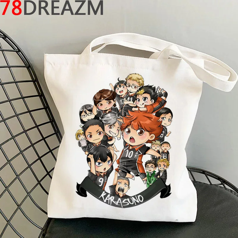 

Haikyuu shopping bag reusable bolsa shopper canvas recycle bag handbag bag net bolsa compra reusable fabric grab