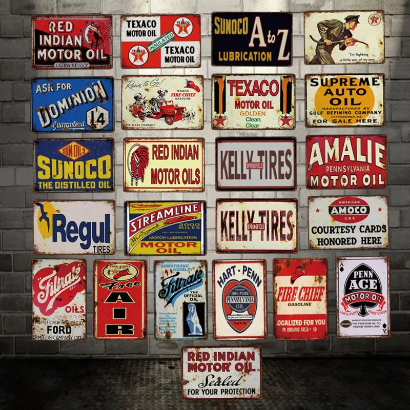 

[ DecorMan ] TEXACO Sunoco Motor oil TIRES Free air Wall Poster Custom wholesale Mural Paintings Bar PUB Decor LT-1872