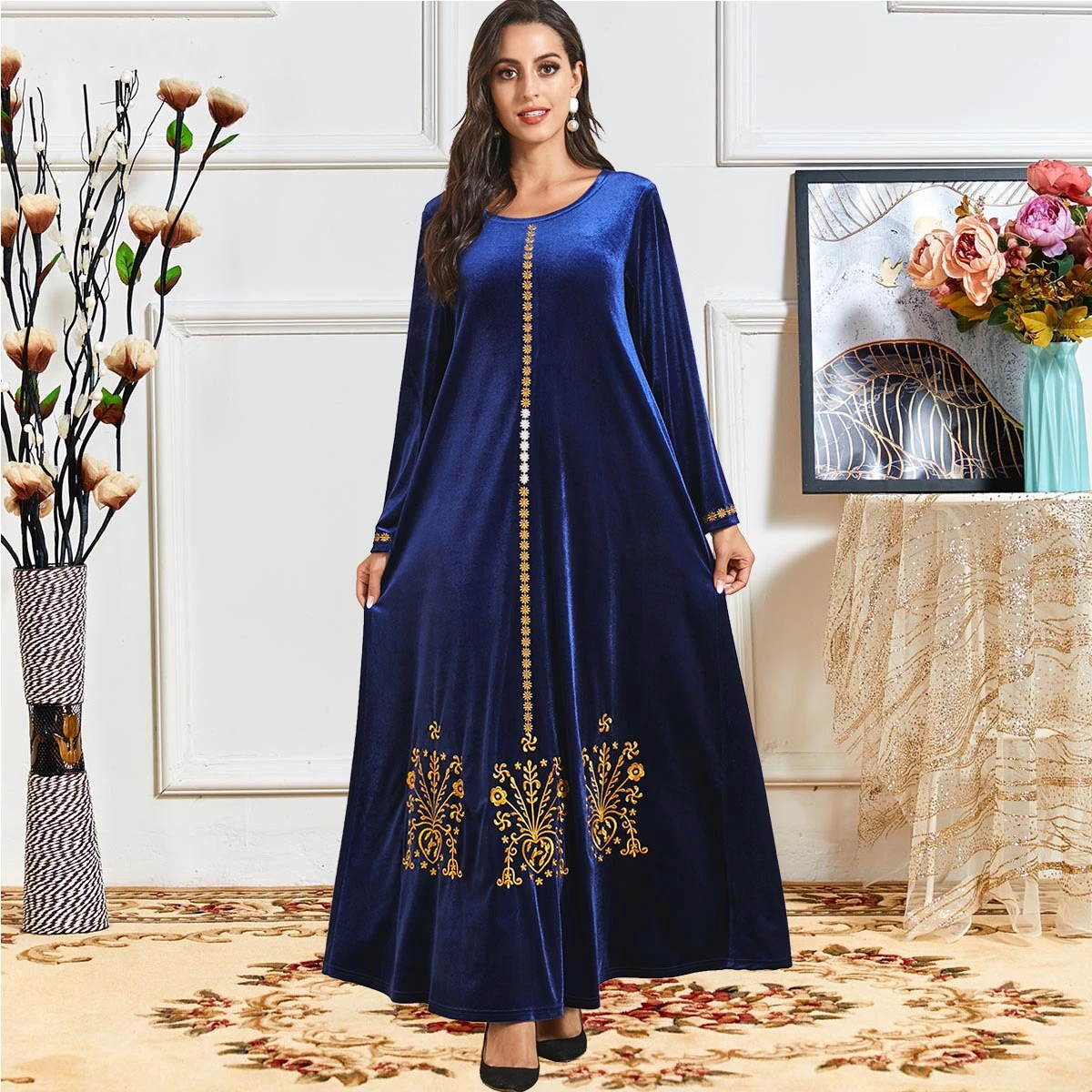 Мусульманское платье Abaya женский халат с оборками Jubah Elbise Eid Исламская одежда