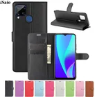 Чехол-Кошелек для Oppo Realme C15, кожаный флип-чехол для Realme C15, флип-чехол с подставкой и держателями карт