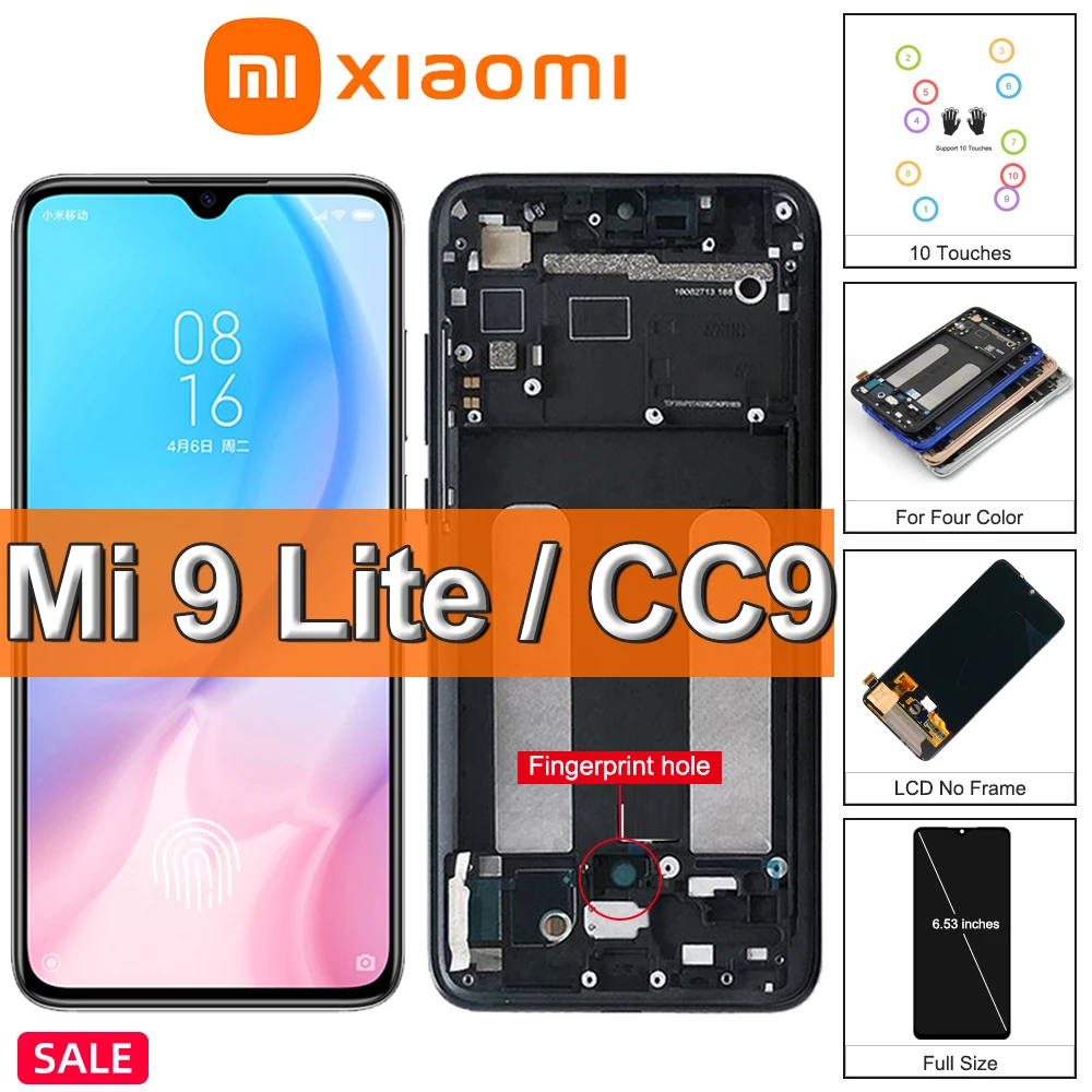 

6.39" Original For Xiaomi Mi 9 Lite LCD Display+Touch Screen Digitizer Assembly For Mi9 Lite Mi9lite M1904F3BG Mi CC9 Screen