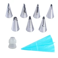 9pcsset cake nozzle design converter decorating pouch pleated skirt cream decorating mouth cake tips