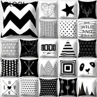 Черно-белая наволочка с геометрическим рисунком, декоративная наволочка из полиэстера для диванной подушки, декоративный чехол для диванных подушек 45x45