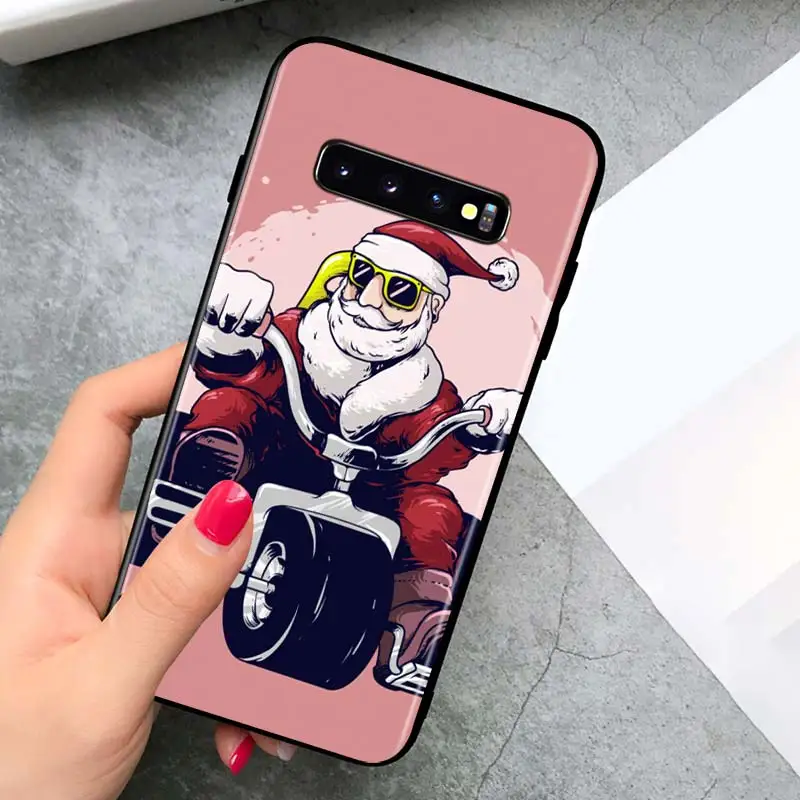 

Santa Claus Motorcycle for Samsung Galaxy S21 Ultra Plus Note 20 10 9 8 S10 S9 S8 S7 S6 Edge Plus Black Phone Case