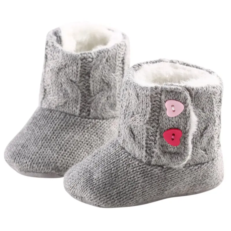 Winter Cotton Snow Warm Soft Sole Boots Baby Girl Crochet Knit Fleece shoes Toddler Wool Infant First Walkers |