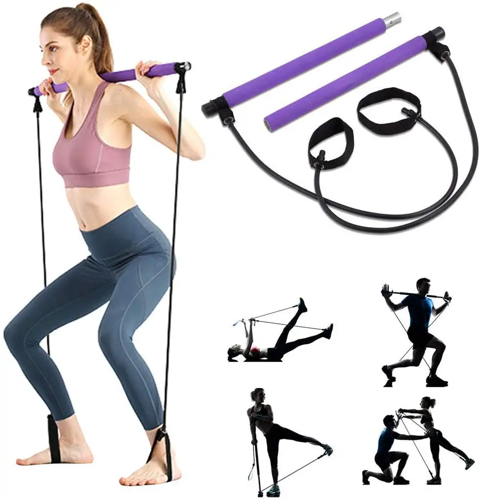 

Yoga Pull Rods Portable Home Yoga Gym Body Abdominal Resistance Bands for Pilates Exercise Stick Toning Bar Fitness Rope Puller