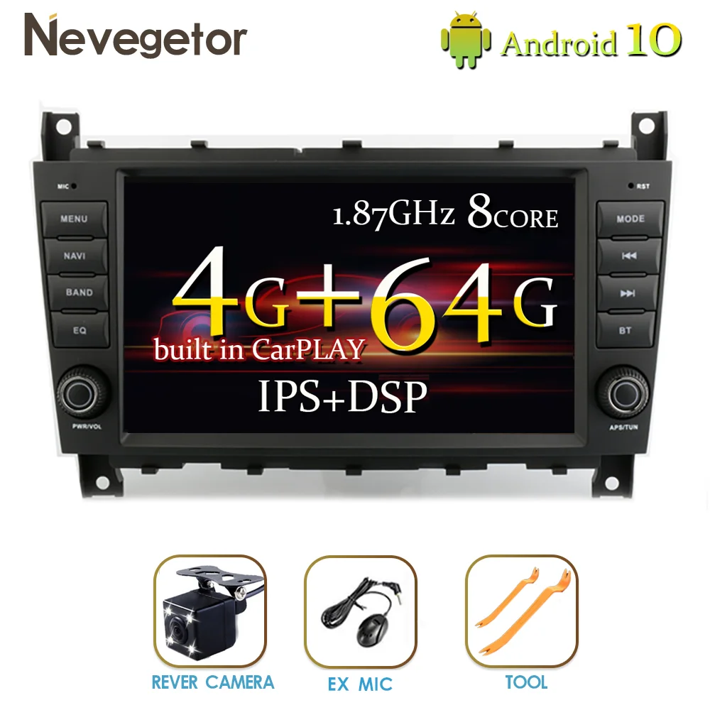 Android 10 4 ГБ 64 2 DIN автомобильный DVD GPS для Mercedes Benz/W203 W209 W219 W169 A160 C180 C200 C230 C240 CLK200 CLK22