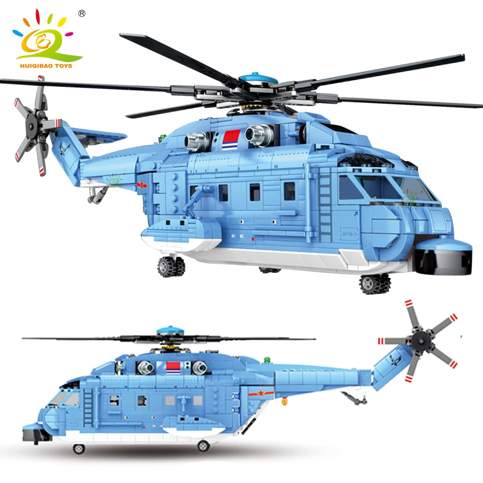 

HUIQIBAO 908PCS Z-18 Large Utility Helicopters Building Blocks Military Army City Plane Airplane Model Bricks Children Toys Gift