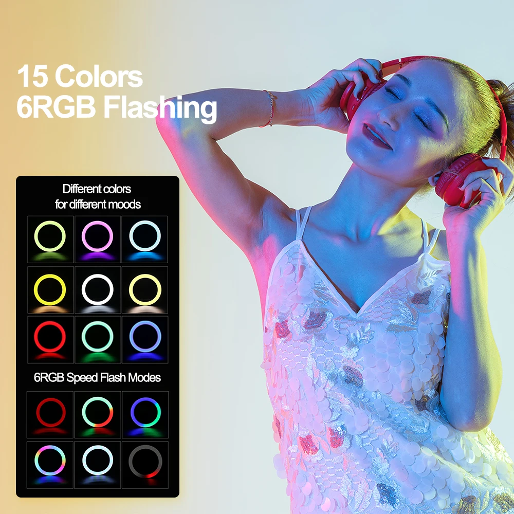 13 12 10 6 дюймов кольцевой светильник 15 цветов Rgb Led Anillo De Luz мигающий 33 26 см
