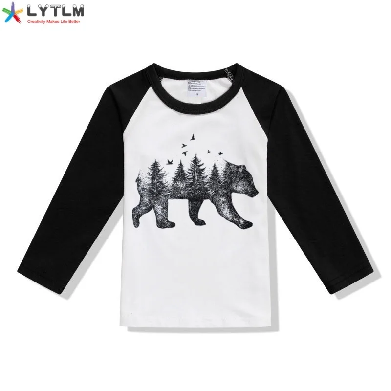 LYTLM/Одежда для маленьких мальчиков Осенняя футболка для малышей с медведем из России Детские футболки для мальчиков, реглан, топы с длинными рукавами для девочек, футболка Enfant