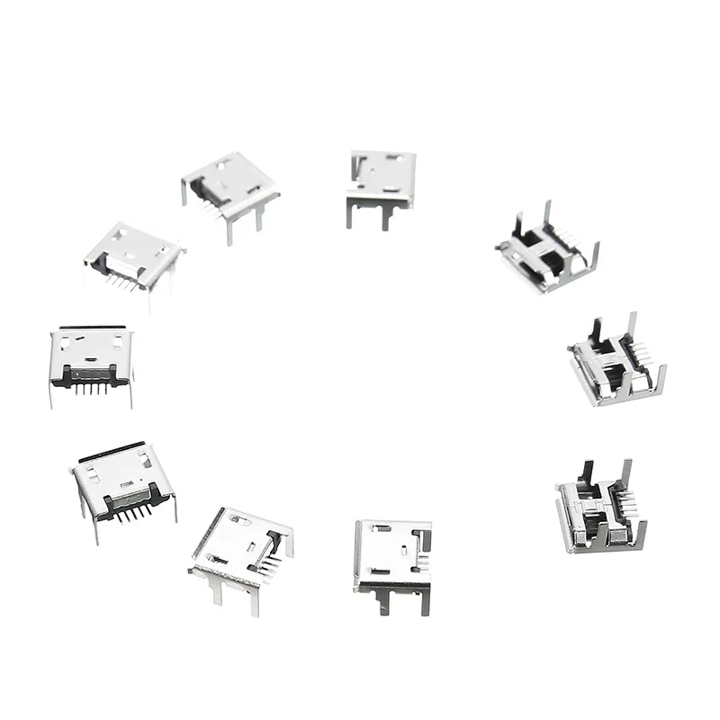 10 шт. разъем Micro USB Type B 5pin гнездовой 4 вертикальные разъемы для пайки мобильный