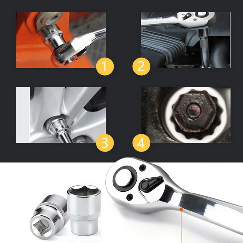 

Crv quick release reversible ratchet socket wrench set tools with hanging rack 1/4" 3/8" 1/2" drive sockets set