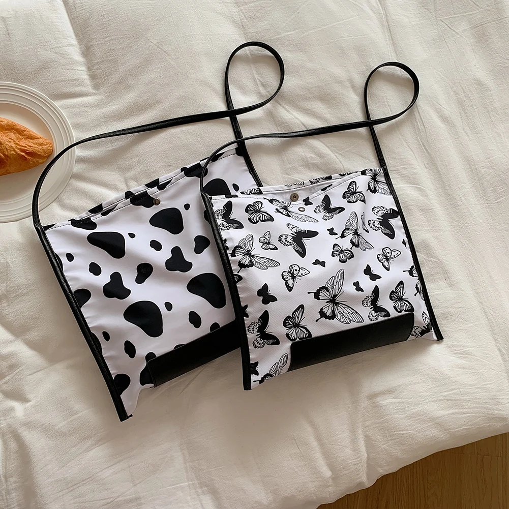 

Повседневные нейлоновые сумки на плечо для женщин, винтажные вместительные тоуты с животным принтом для покупок, модные дамские сумочки че...