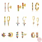 Aide 925 стерлингового серебра Цветной с украшением в виде кристаллов серьги в виде колец, коллекция Радуга Циркон мозаика Шарм Круг Серьги ювелирные изделия