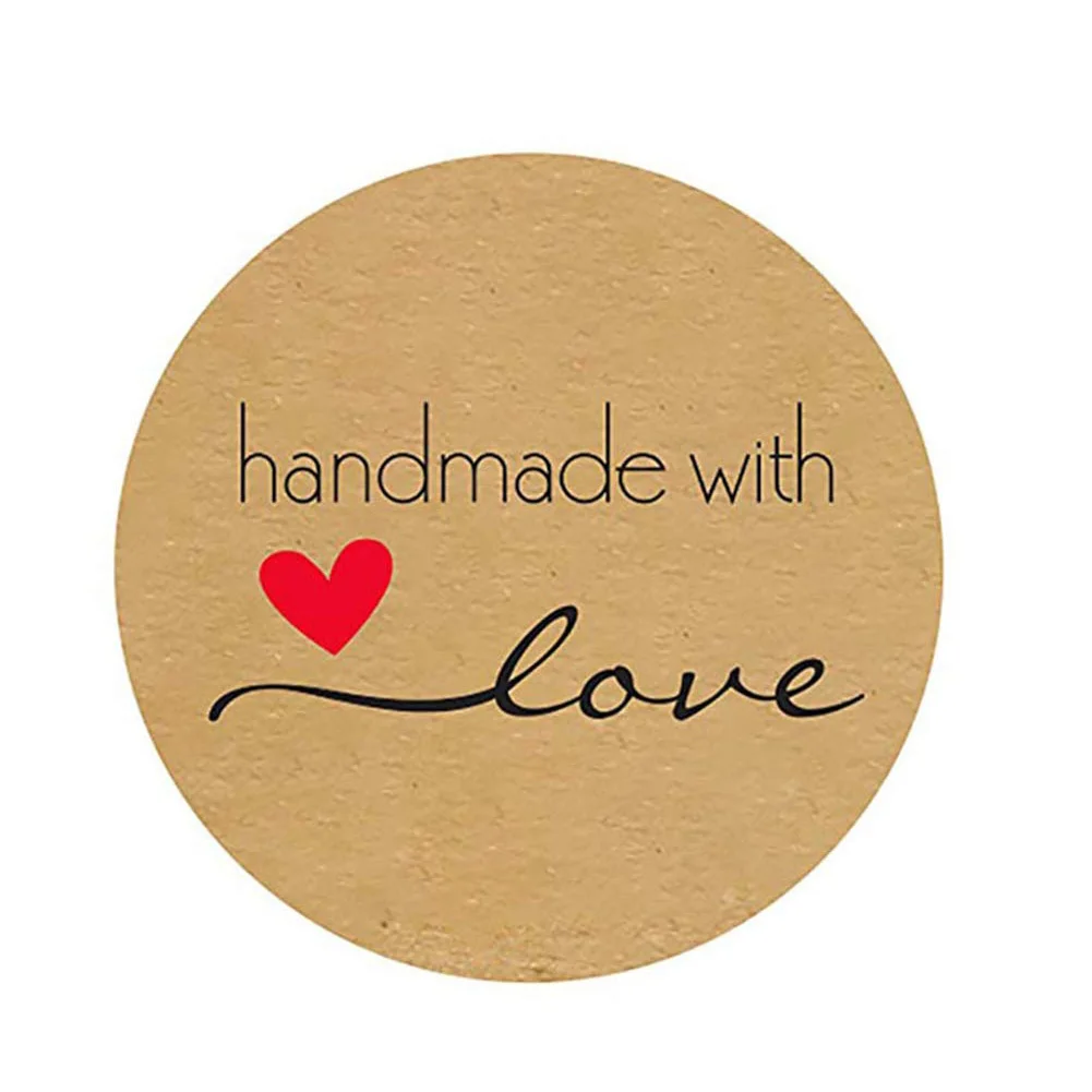 

Round Handmade With Love Stickers Seal Labels Roll Sticker For Package Decorate Handmade Sticker