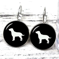 retro minimalist hound silhouette art earrings cute dachshund dog earrings crown dog avatar picture earrings gift souvenir charm