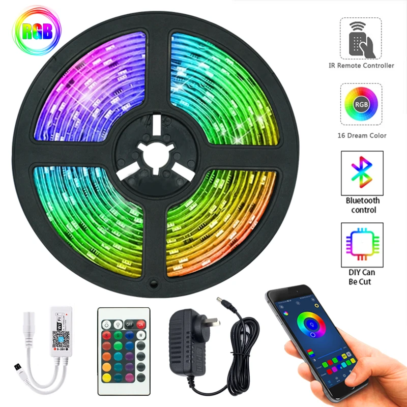 Светодиодный светильник полоски Bluetooth WI FI Гибкая RGB 5050 украшения сзади Ночной