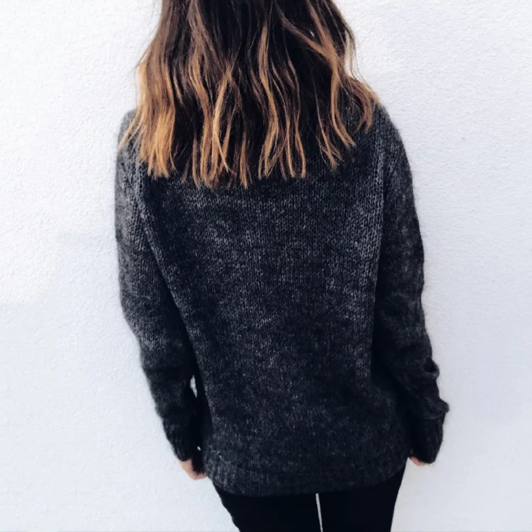 

Purple red pink black green turtleneck long sleeve sweater lazy oaf popcorn sweater oversized sweater fall 2020 pullover jumper