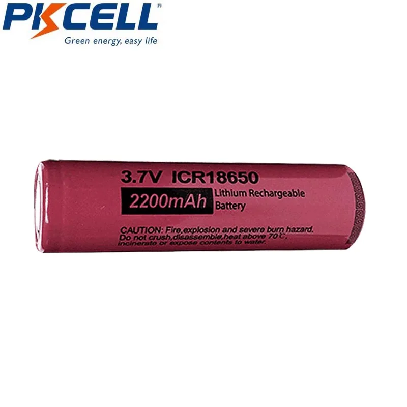 2 шт. литий-ионные аккумуляторные батареи PKCELL ICR 18650 2200 мАч 3 7 в плоский разъем