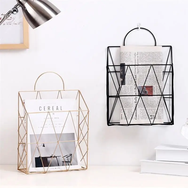 

Wall Mounted Hanging File Organizer Rack Fashion Books Basket (Random Color)