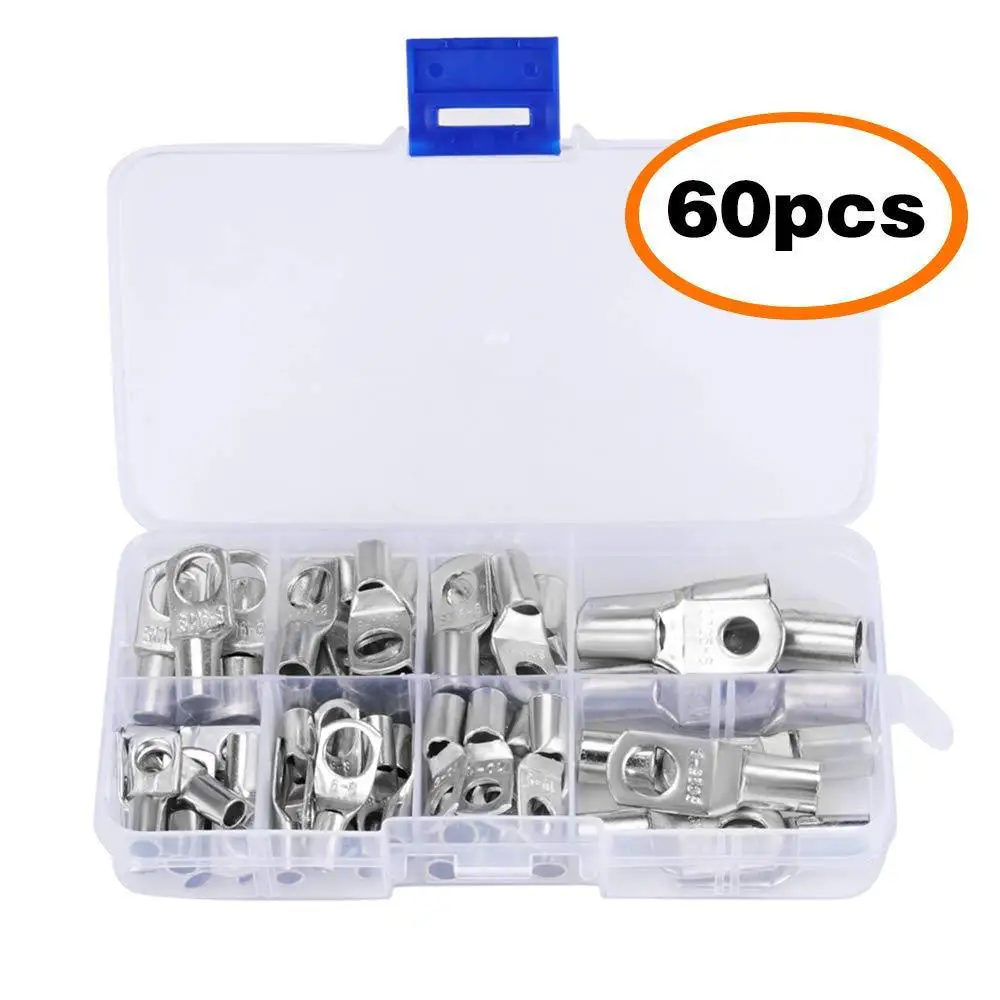 60PCs 60/100 шт. SC голые клеммы Луженая Медь наконечник уплотнительное кольцо соединители проводов голой кабель ячеистая сеть/пайки Терминал Ассорти Комплект - Цвет: 60PCs