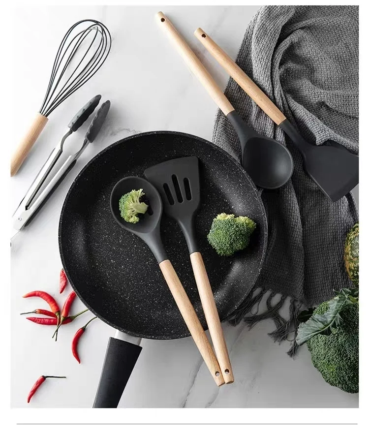 12 шт набор силиконовых кухонных принадлежностей с антипригарным шпателем лопата