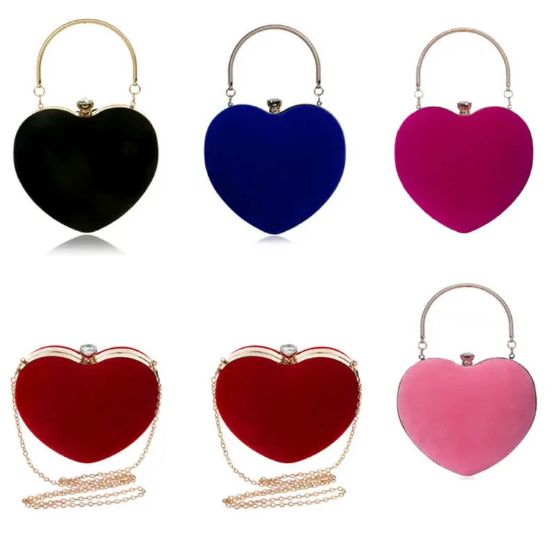 

2019 New Fashion Women Heart-Shaped Evening Party Wedding Prom Clutch Bag Tote Bag Crossbody