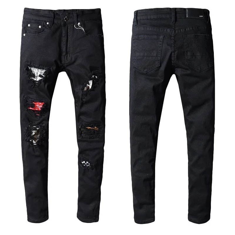 

Meichao jeans Amiri embroidery holes washed old denim jacket Chao #5222