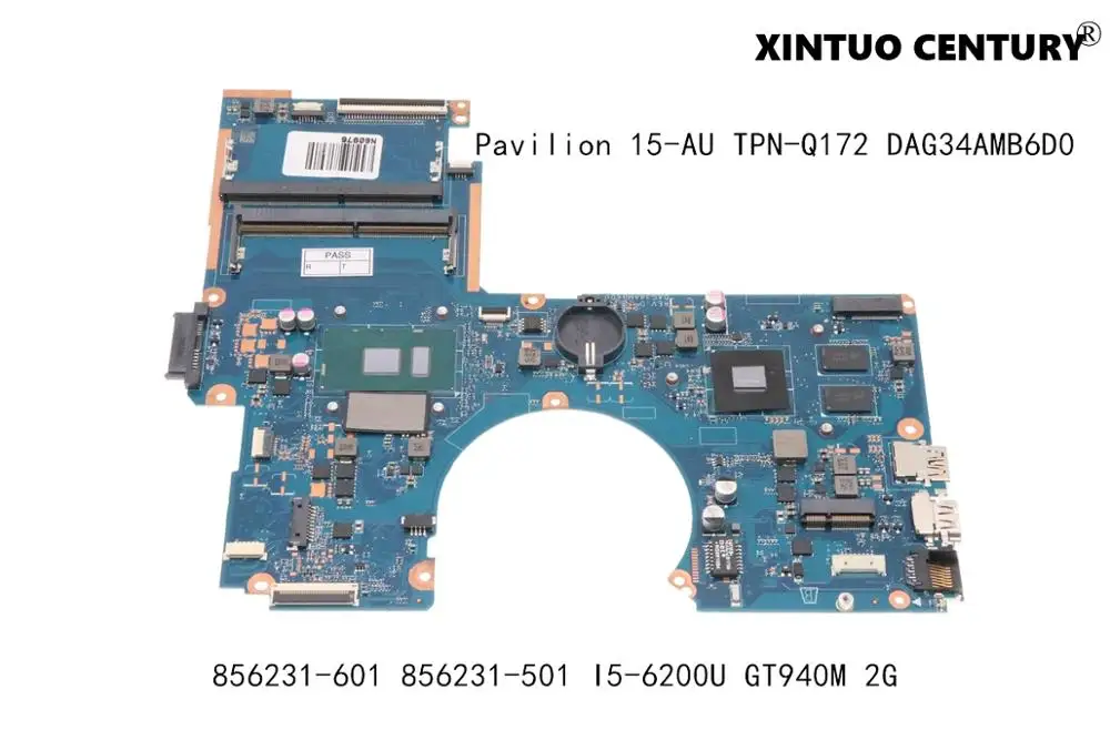 Verkauf 856231-601 856231-501 Für HP Pavilion 15-AU TPN-Q172 Laptop Motherboard DAG34AMB6D0 W/ I3-7100U GT940MX 2GB 100% Getestet Arbeits