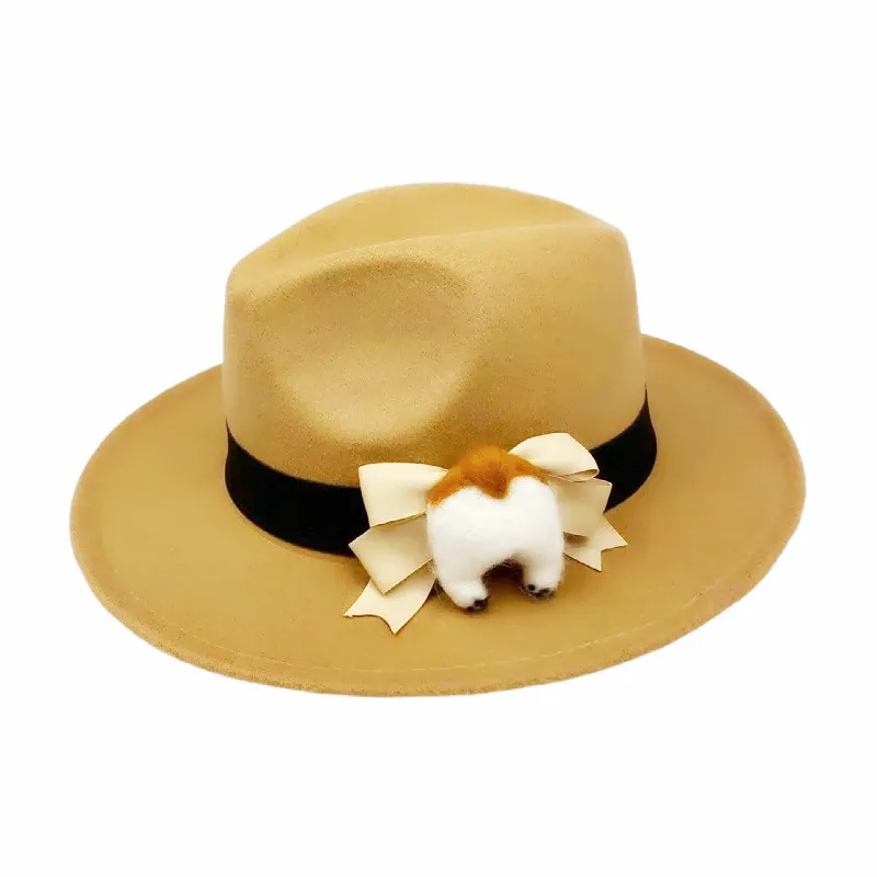 Шляпа Женская фетровая с широкими полями милая модная джазовая Панама милым