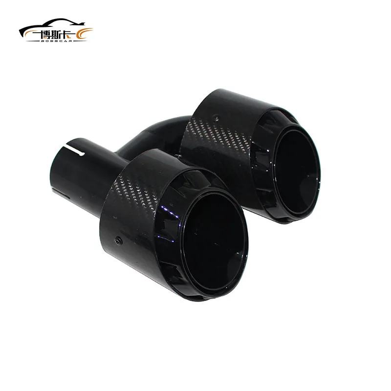 

Car Carbon Fiber Glossy Muffler Tip Y Shape Double Exit Exhaust Pipe Mufflers Nozzle Decoration Universal Stainless Black SZ004