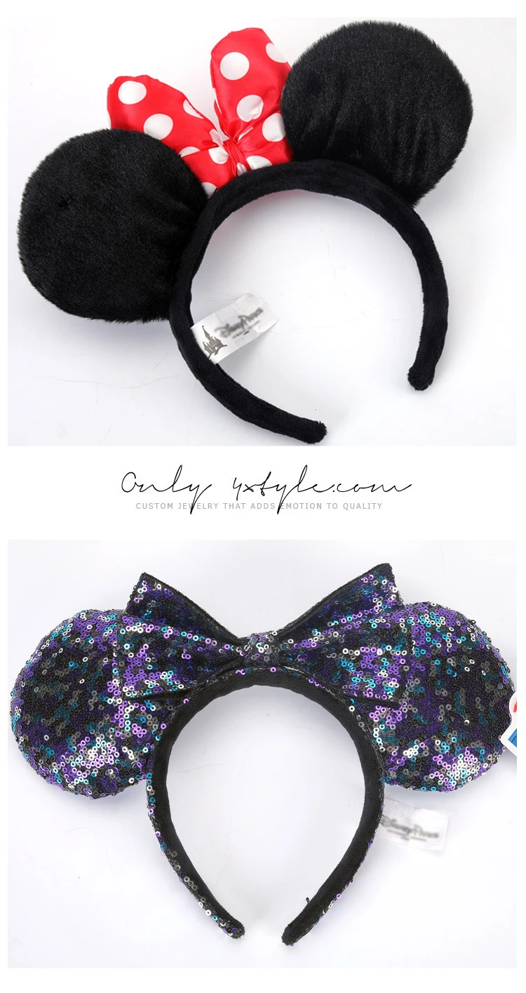 Minnie Ears Headband Sequin Bows Purple Aulani Gold Flower DOT Ariel EARS COSTUME Hallowmas Cosplay Plush Gift 11 Style | Тематическая