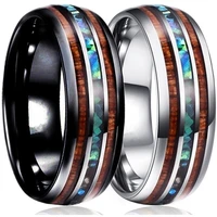 8mm new fashion couple ring for men jewelry wood abalone shell band ring women engagement wedding accessories