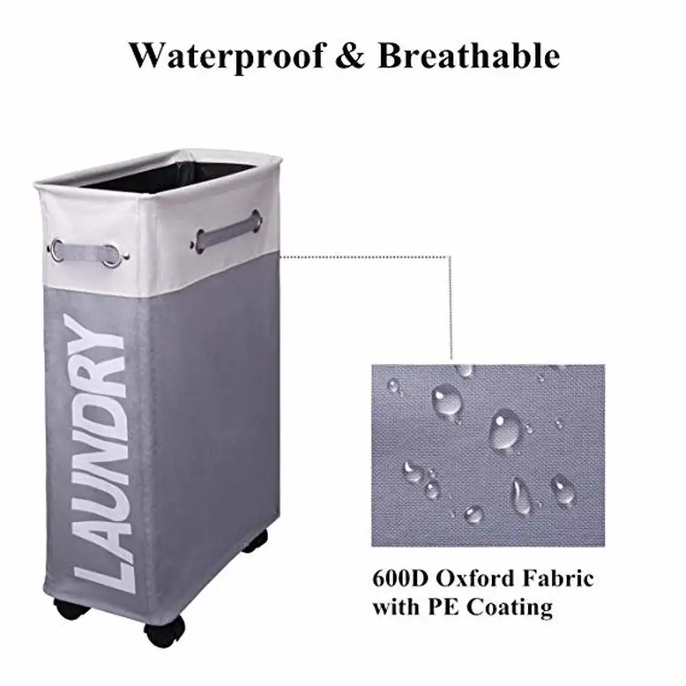 

Rolling Corner Laundry Basket Slim Laundry Hamper with Mesh Cover Waterproof Clothes Toy Storage Bin Organizer hamper