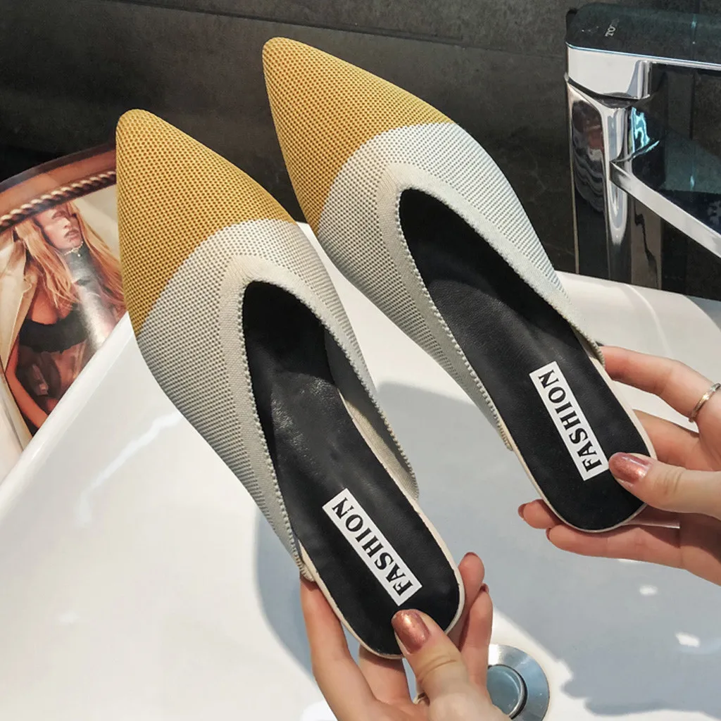 

SAGACE Women Mixed Color Pointed-Toe Flat With Slippers Female Summer Fashion Outside Wild Slippers Shoes Indoor&Outdoor