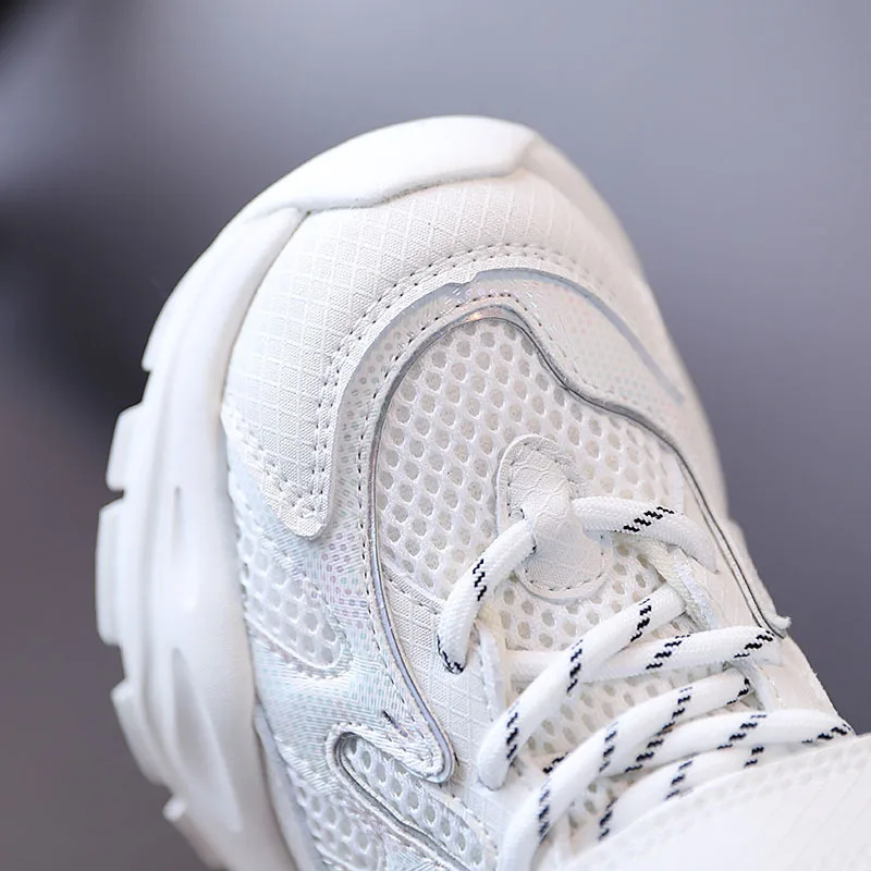 

16.5-22cm Brand Girls Boys Running Shoes,Genuine Leather+Mesh Breathalbe Fashion Kids Sneakers,Children Teenage Sport Shoes