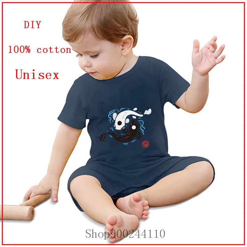 Детские Боди Инь-Ян с принтом рыбок кои аниме одежда из хлопка Забавная детская