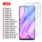 Закаленное стекло для Redmi Note 10, 10 Pro, 9, 9 Pro, 8, 8 Pro, 7, 7 Pro, 10S, 9S, 8S, 10T, 9T, 4 шт., стеклянная пленка для Redmi 9, 9A, 9C, 9T, 8, 8A 7 7а